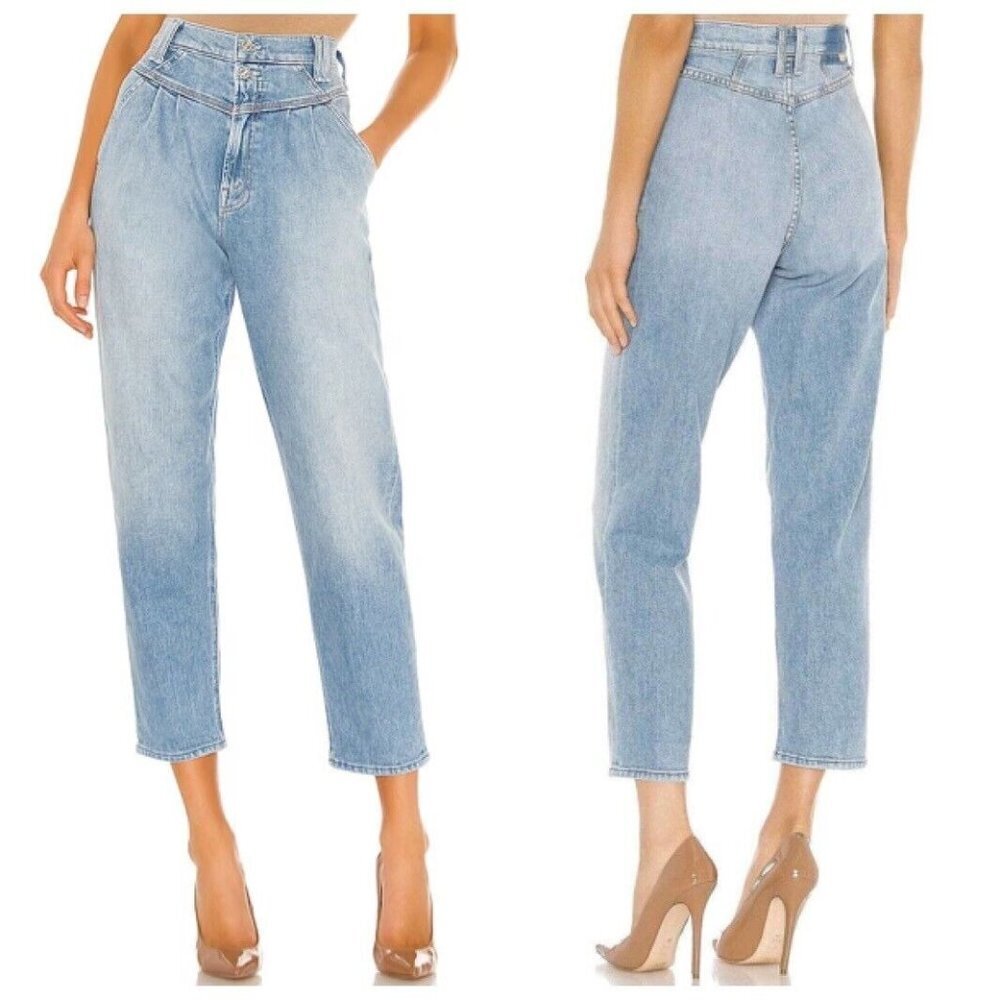 MOTHER Pleated Popular Peg Jeans Thanks Again Women's Size 25 Cropped‎ High Rise